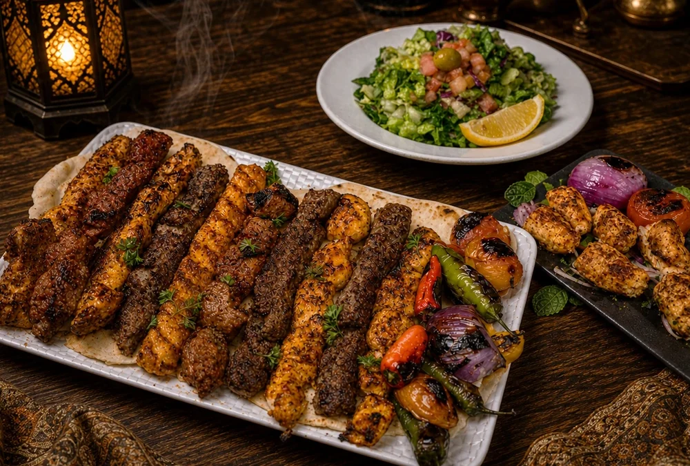 Charcoal-grilled Kabab and Tikka platter at Kababchi Grill